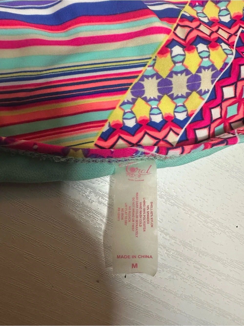 Coral Bay Multicolor Geometric High-Waist Swim Bottoms
